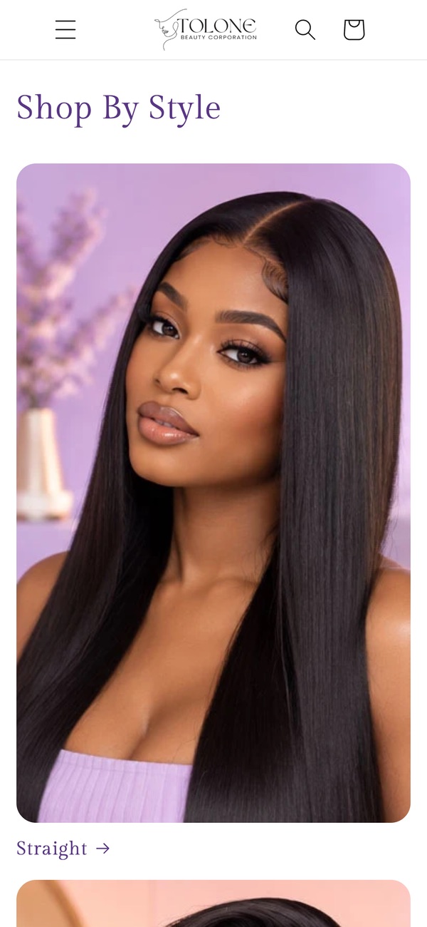 The Tolone Beauty online store on a phone