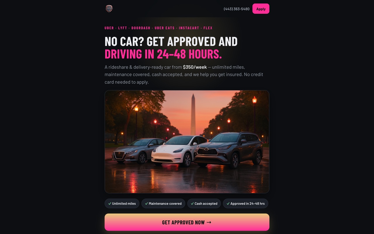 The WhipScores landing page for rideshare and delivery drivers on a desktop screen